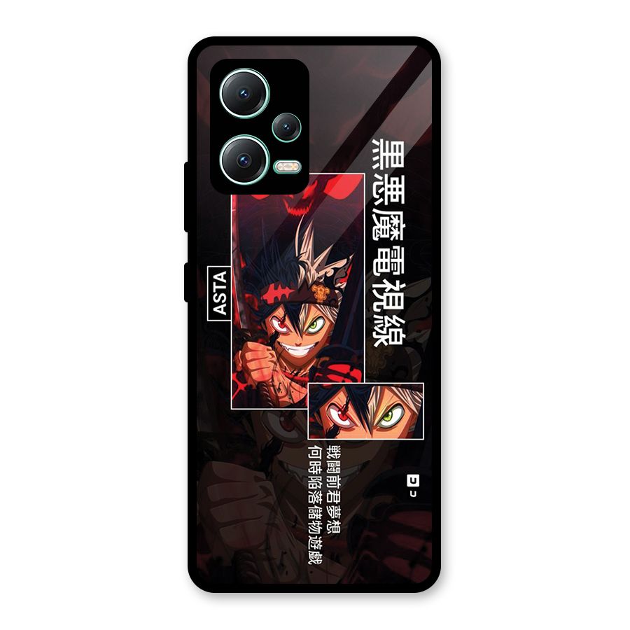 Asta Black Clover Glass Back Case for Redmi Note 12 5G