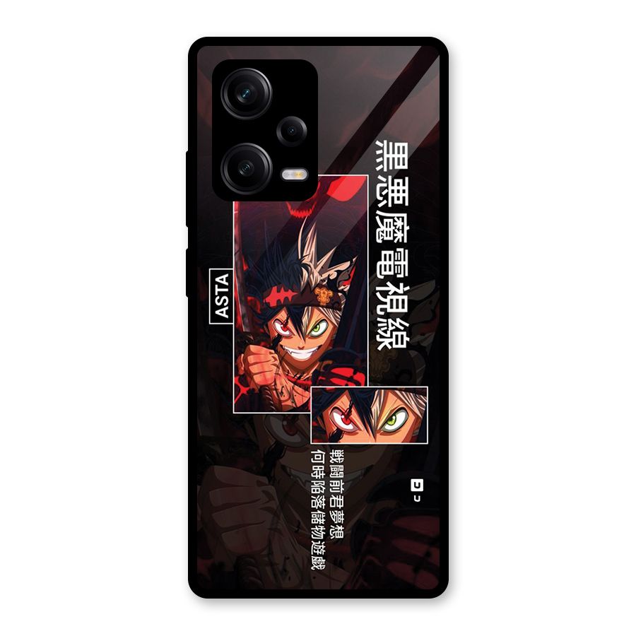 Asta Black Clover Glass Back Case for Redmi Note 12 Pro