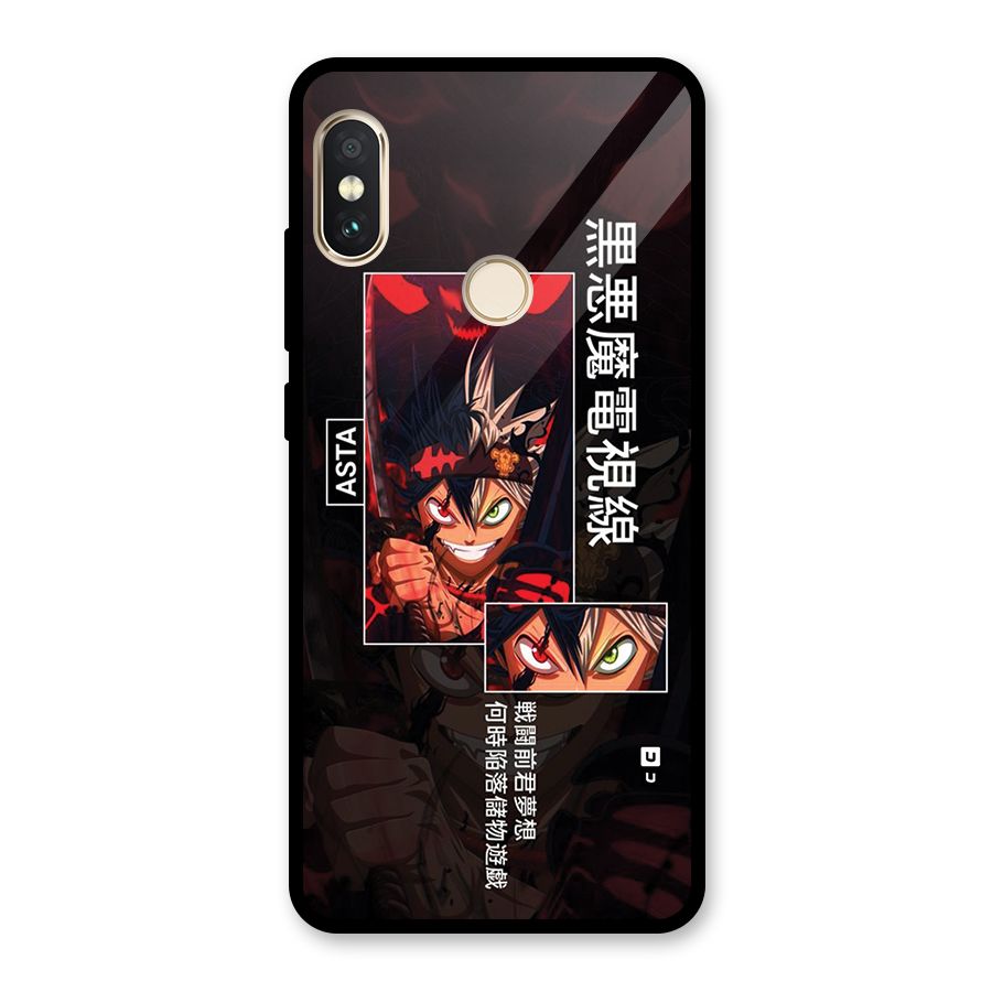 Asta Black Clover Glass Back Case for Redmi Note 5 Pro
