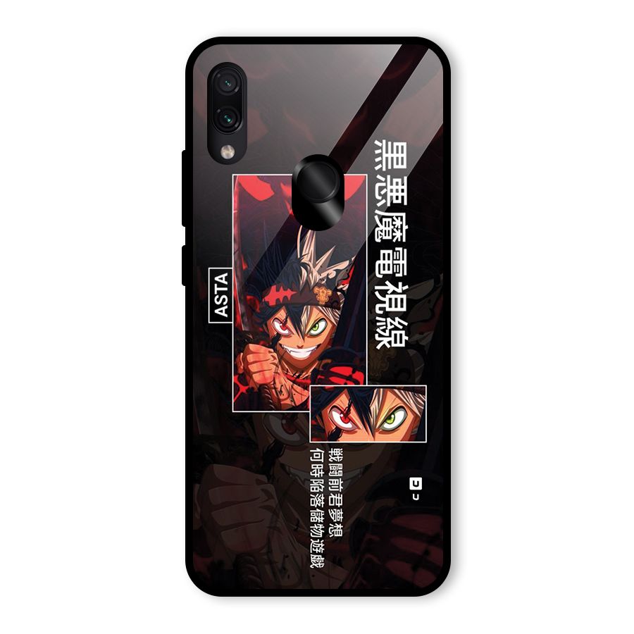 Asta Black Clover Glass Back Case for Redmi Note 7S