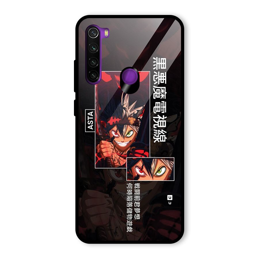 Asta Black Clover Glass Back Case for Redmi Note 8
