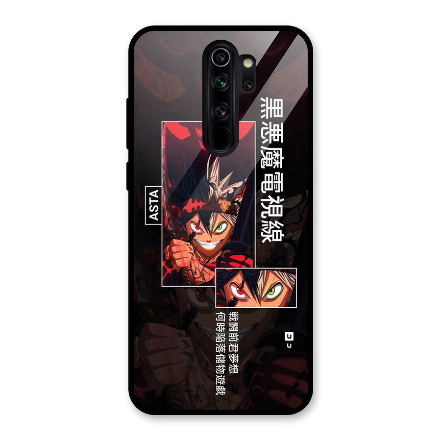 Asta Black Clover Glass Back Case for Redmi Note 8 Pro