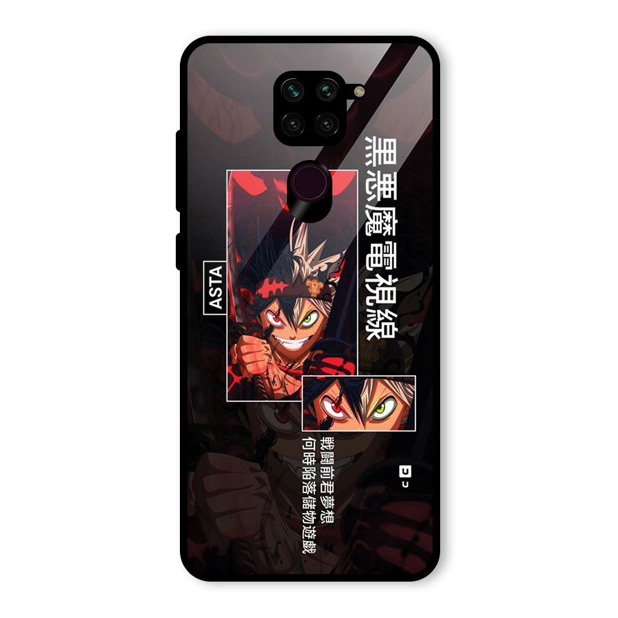 Asta Black Clover Glass Back Case for Redmi Note 9