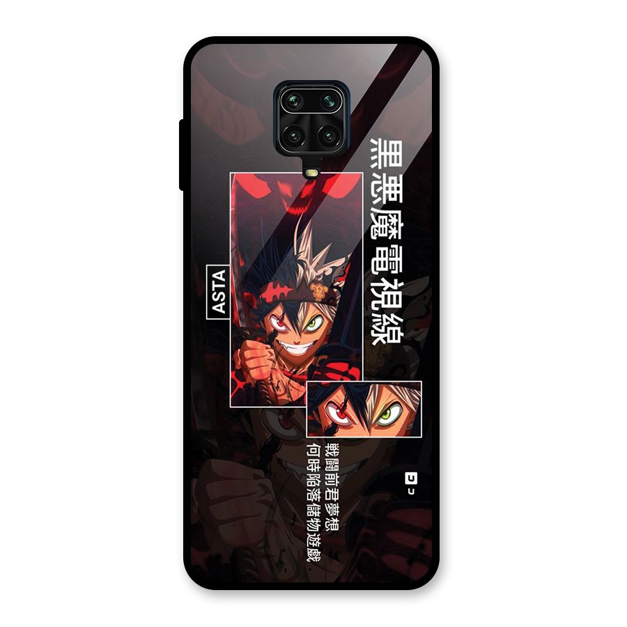 Asta Black Clover Glass Back Case for Redmi Note 9 Pro
