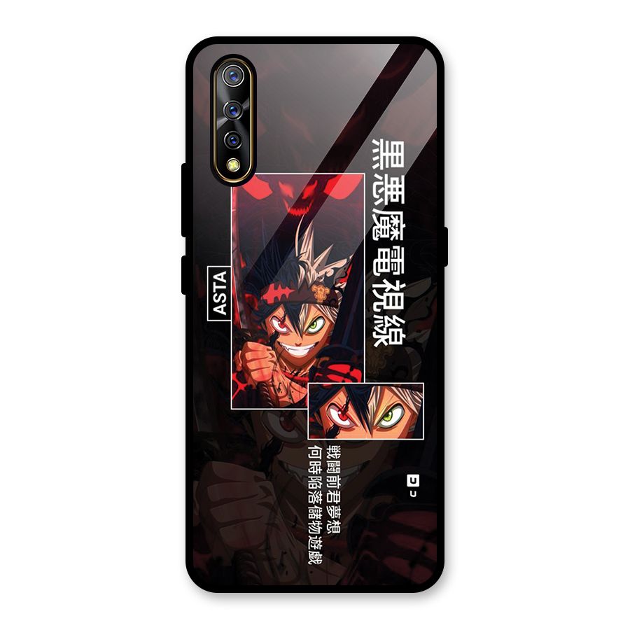 Asta Black Clover Glass Back Case for Vivo S1