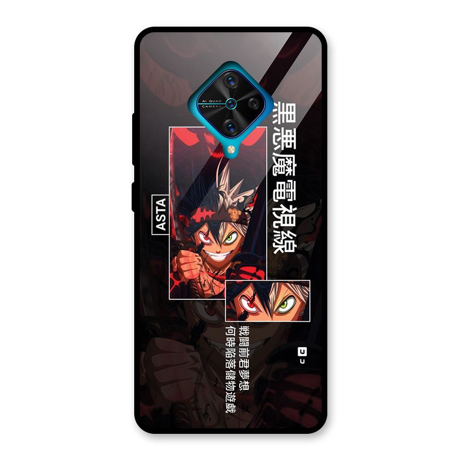 Asta Black Clover Glass Back Case for Vivo S1 Pro