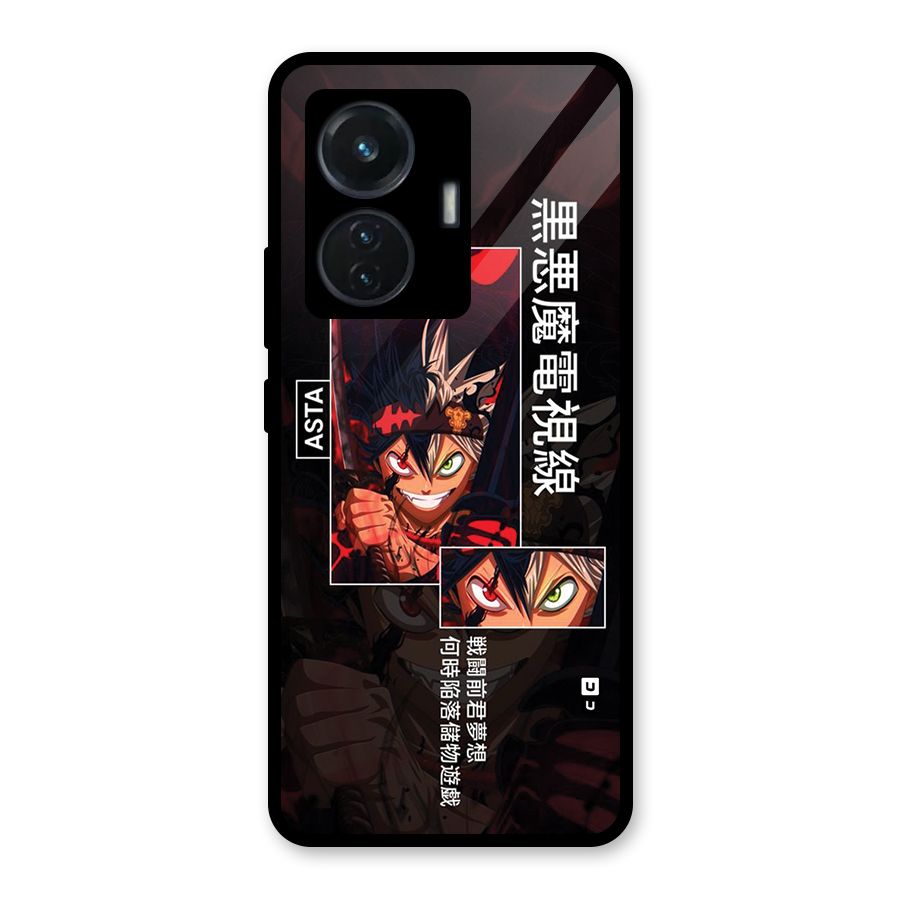 Asta Black Clover Glass Back Case for Vivo T1 44W