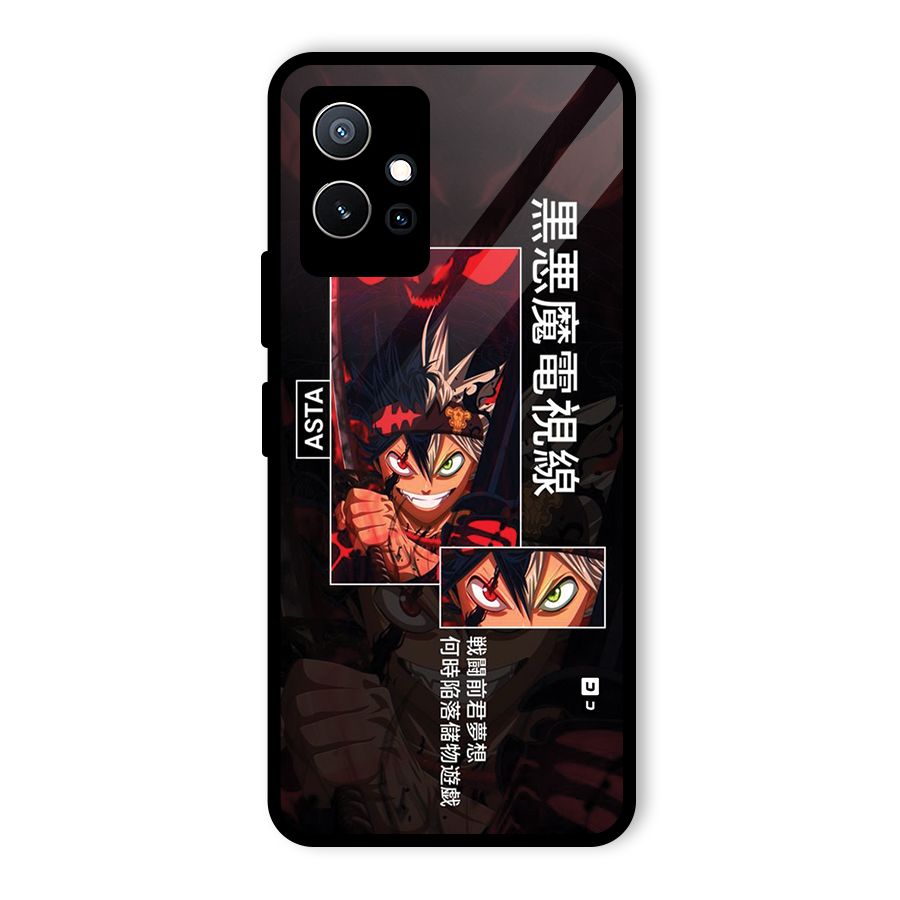 Asta Black Clover Glass Back Case for Vivo T1 5G