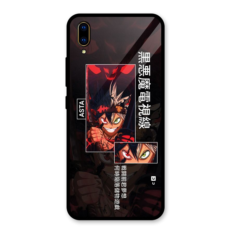 Asta Black Clover Glass Back Case for Vivo V11 Pro