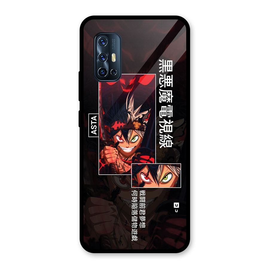 Asta Black Clover Glass Back Case for Vivo V17