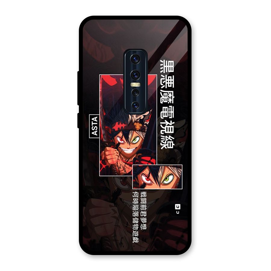 Asta Black Clover Glass Back Case for Vivo V17 Pro
