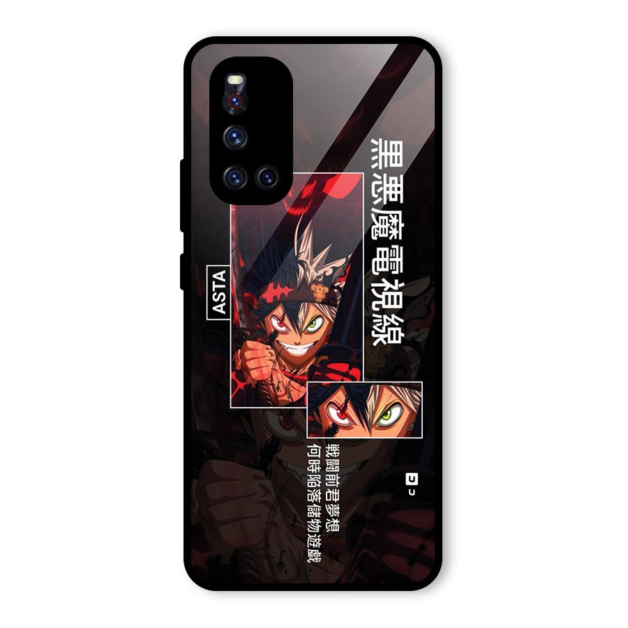 Asta Black Clover Glass Back Case for Vivo V19