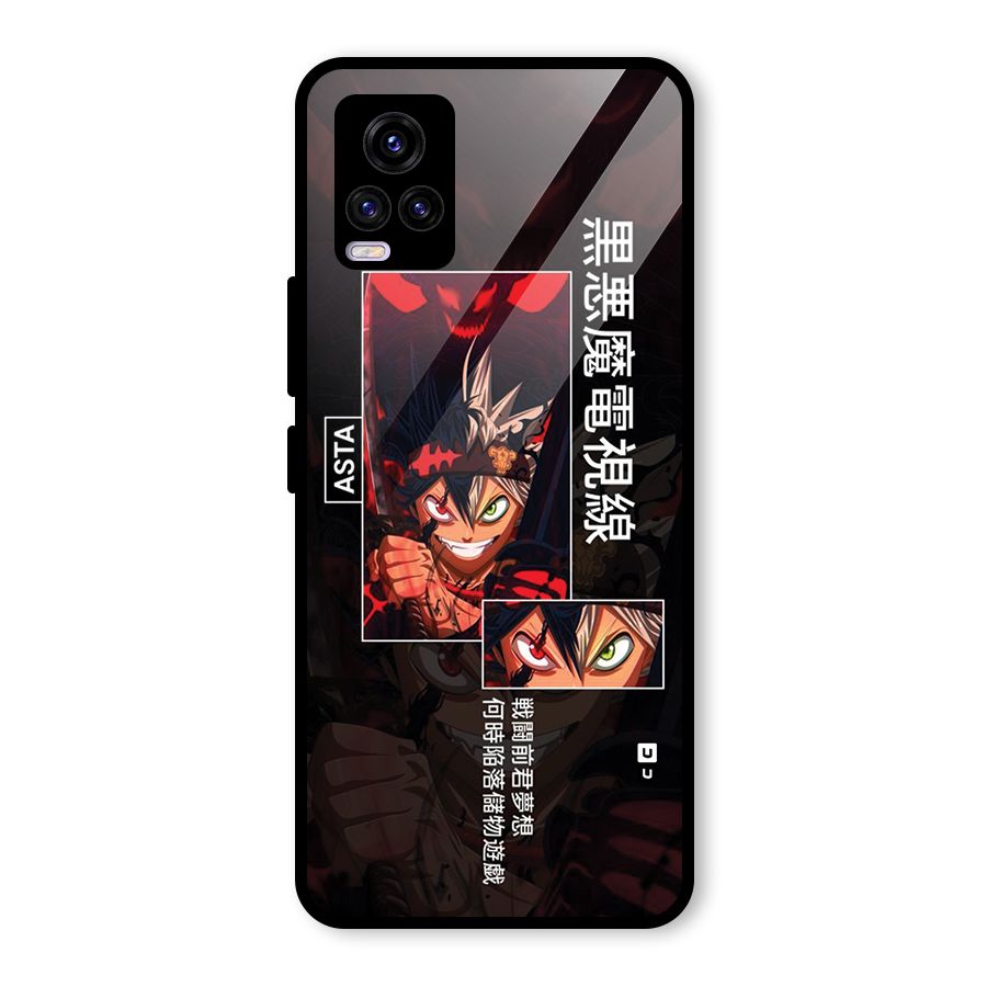 Asta Black Clover Glass Back Case for Vivo V20