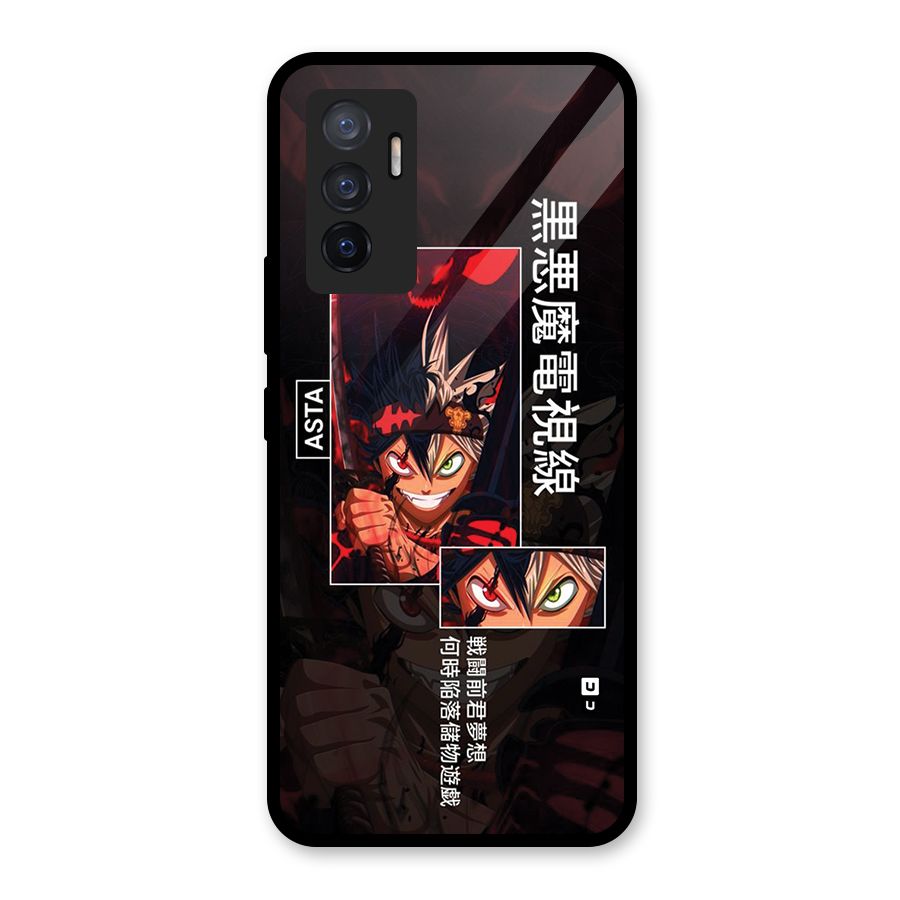 Asta Black Clover Glass Back Case for Vivo V23e
