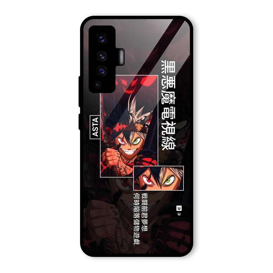 Asta Black Clover Glass Back Case for Vivo X50