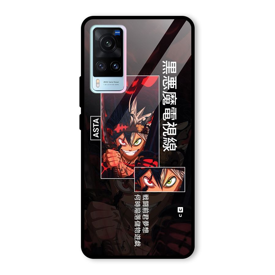 Asta Black Clover Glass Back Case for Vivo X60