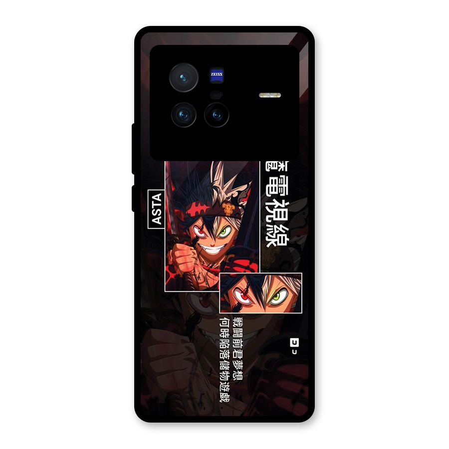 Asta Black Clover Glass Back Case for Vivo X80