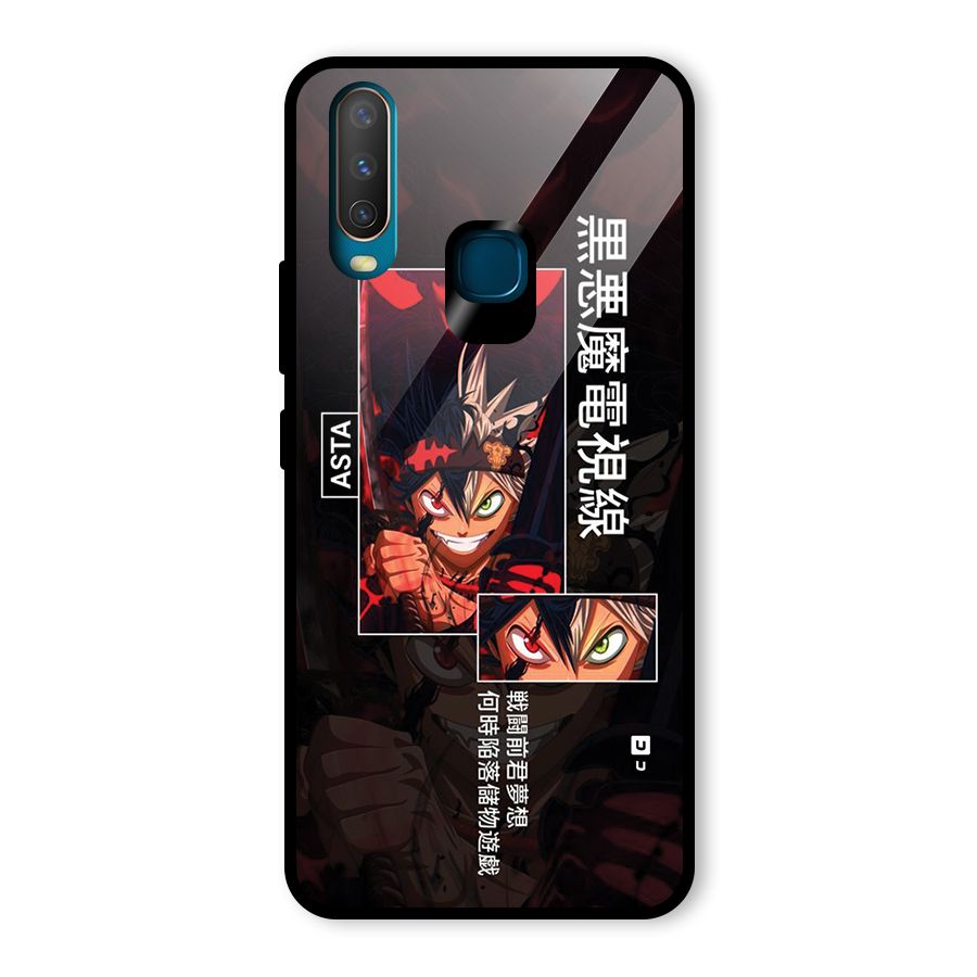 Asta Black Clover Glass Back Case for Vivo Y17