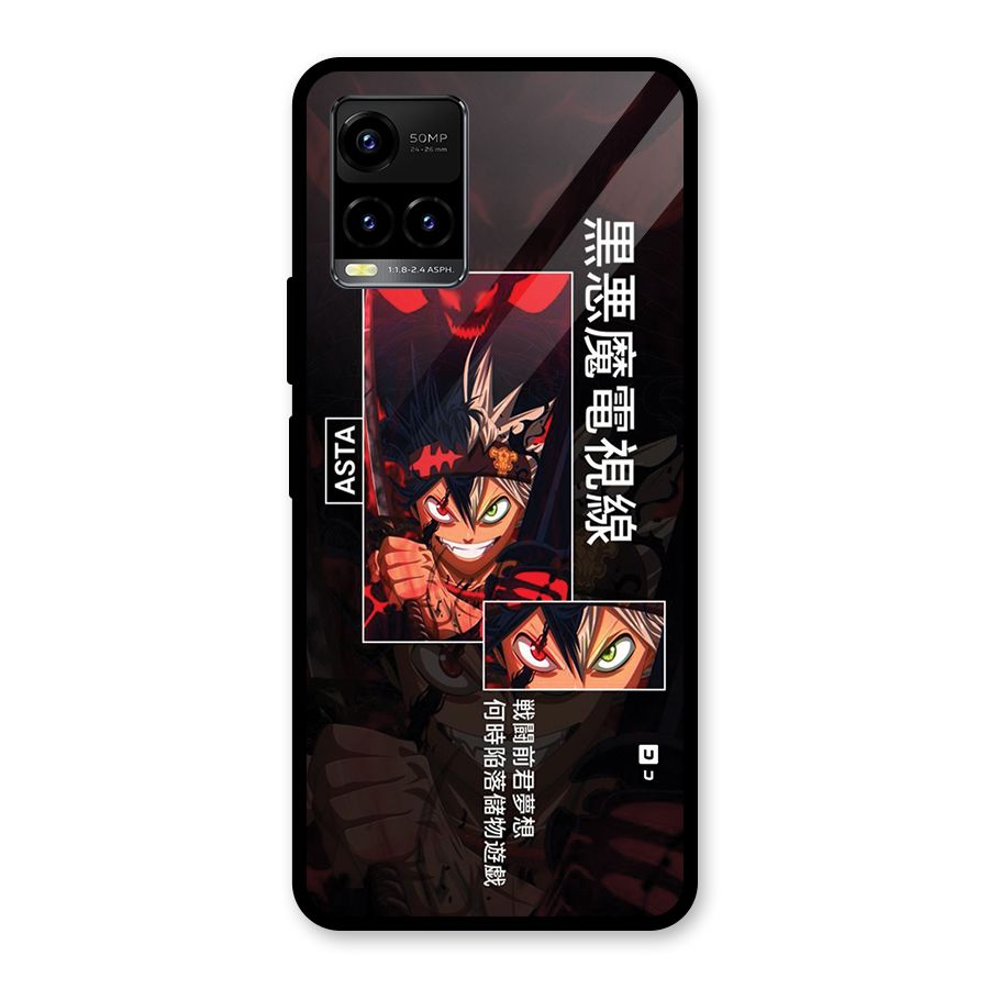 Asta Black Clover Glass Back Case for Vivo Y21T