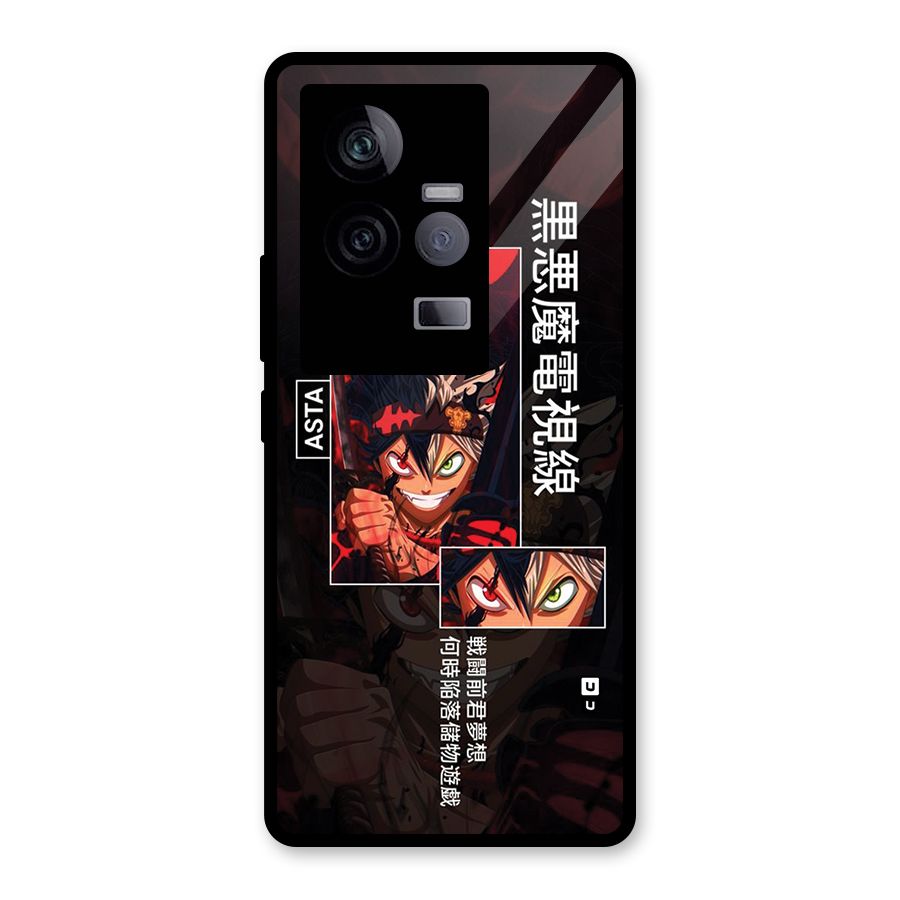 Asta Black Clover Glass Back Case for Vivo iQOO 11 5G