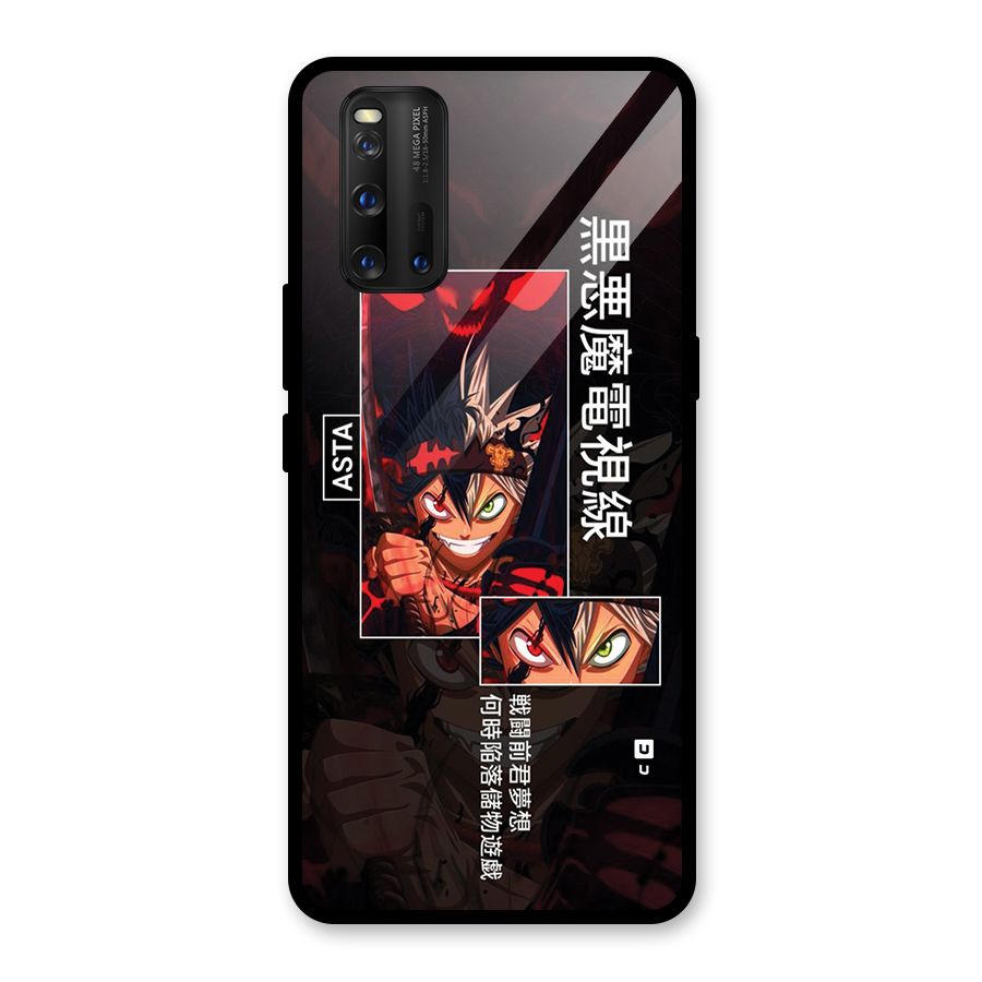 Asta Black Clover Glass Back Case for Vivo iQOO 3