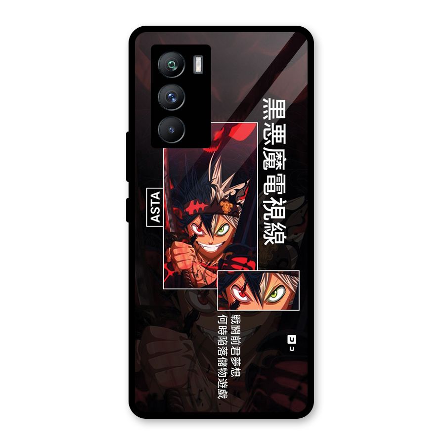 Asta Black Clover Glass Back Case for Vivo iQOO 9 SE
