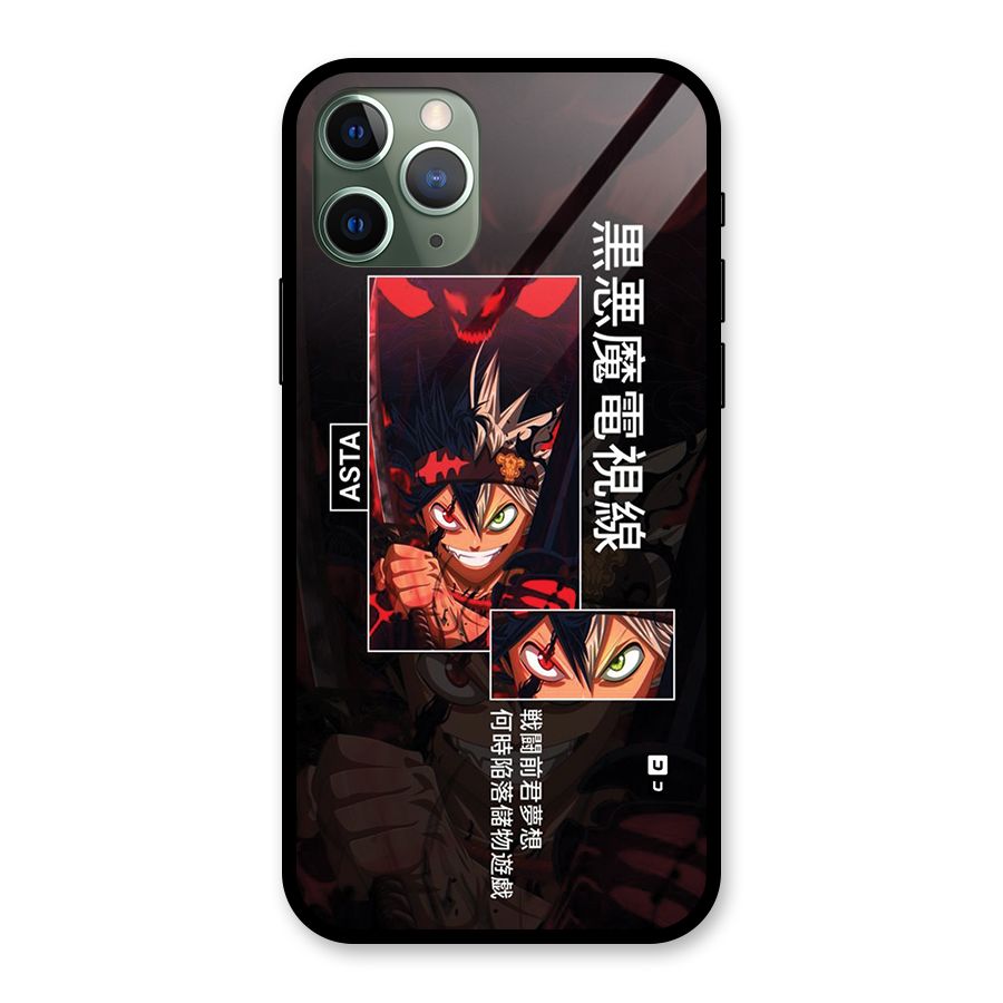 Asta Black Clover Glass Back Case for iPhone 11 Pro