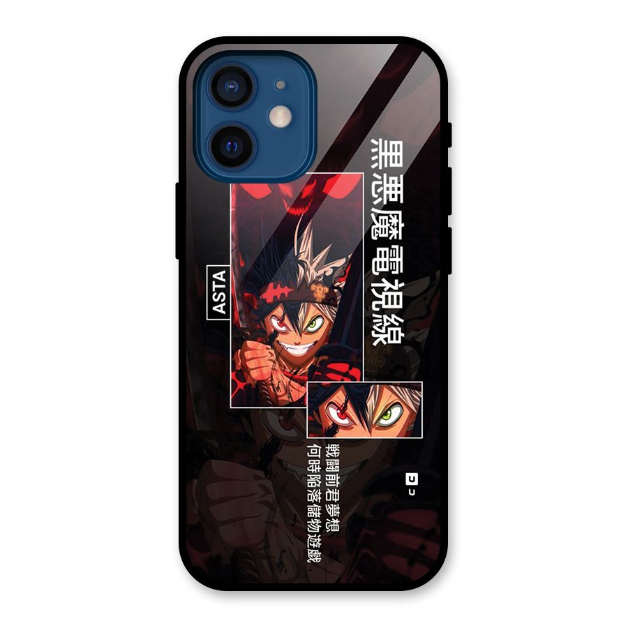 Asta Black Clover Glass Back Case for iPhone 12 Mini