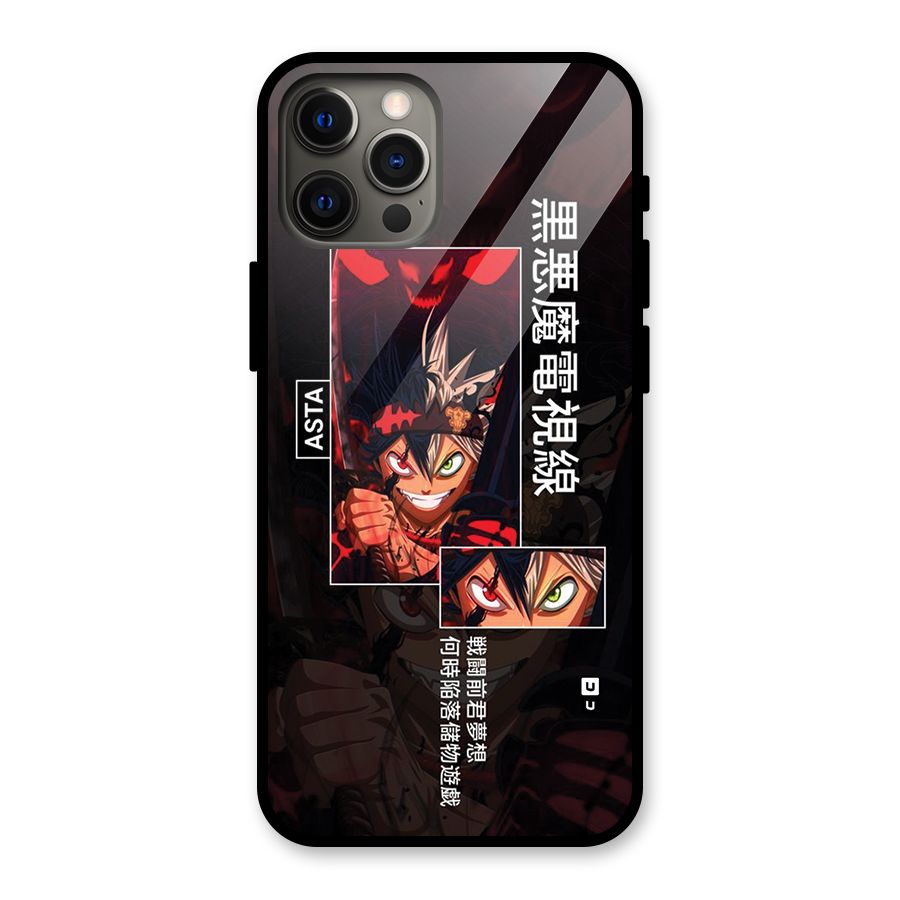 Asta Black Clover Glass Back Case for iPhone 12 Pro Max