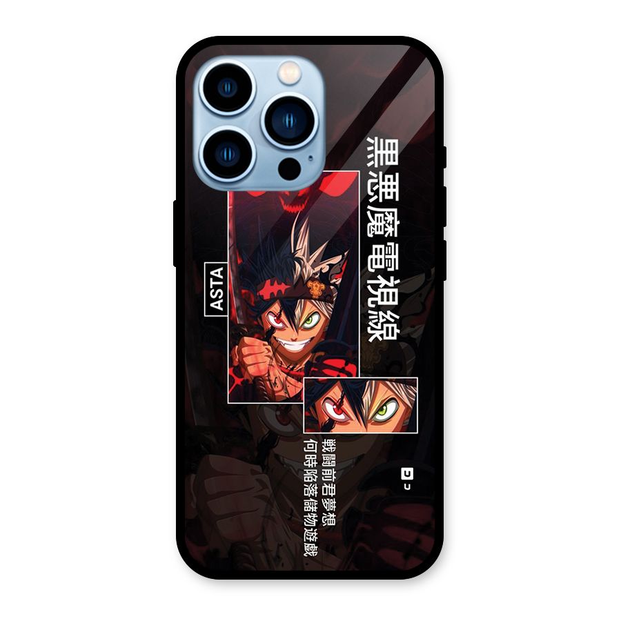 Asta Black Clover Glass Back Case for iPhone 13 Pro