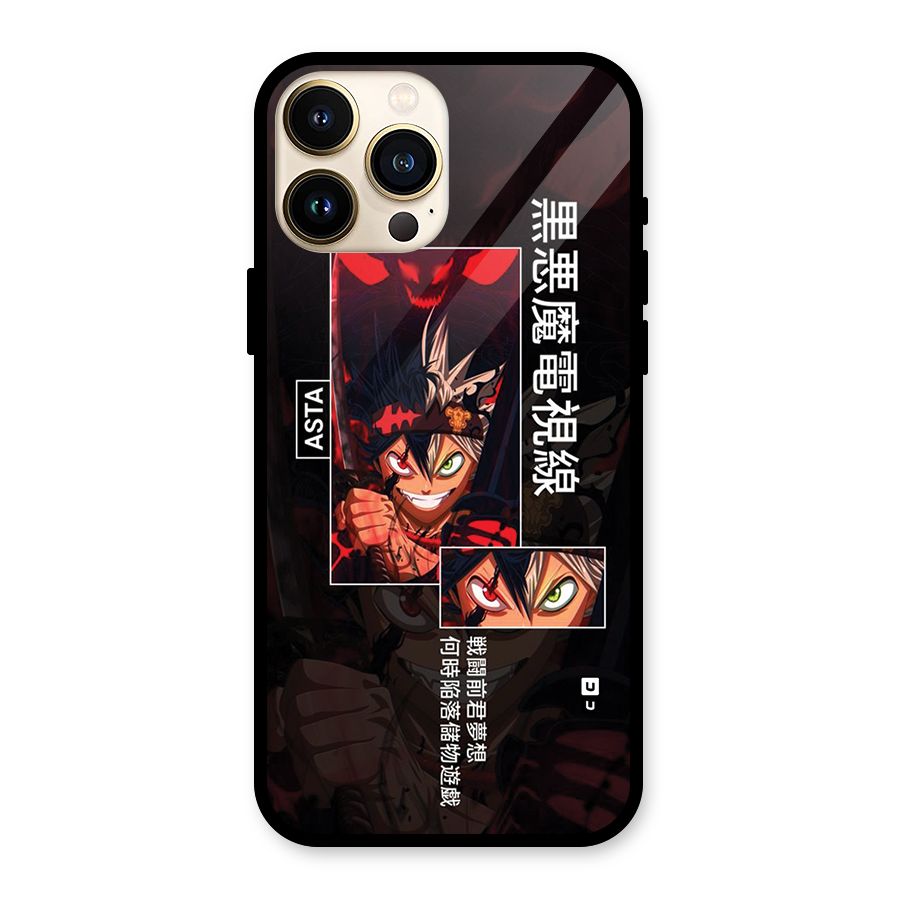 Asta Black Clover Glass Back Case for iPhone 13 Pro Max