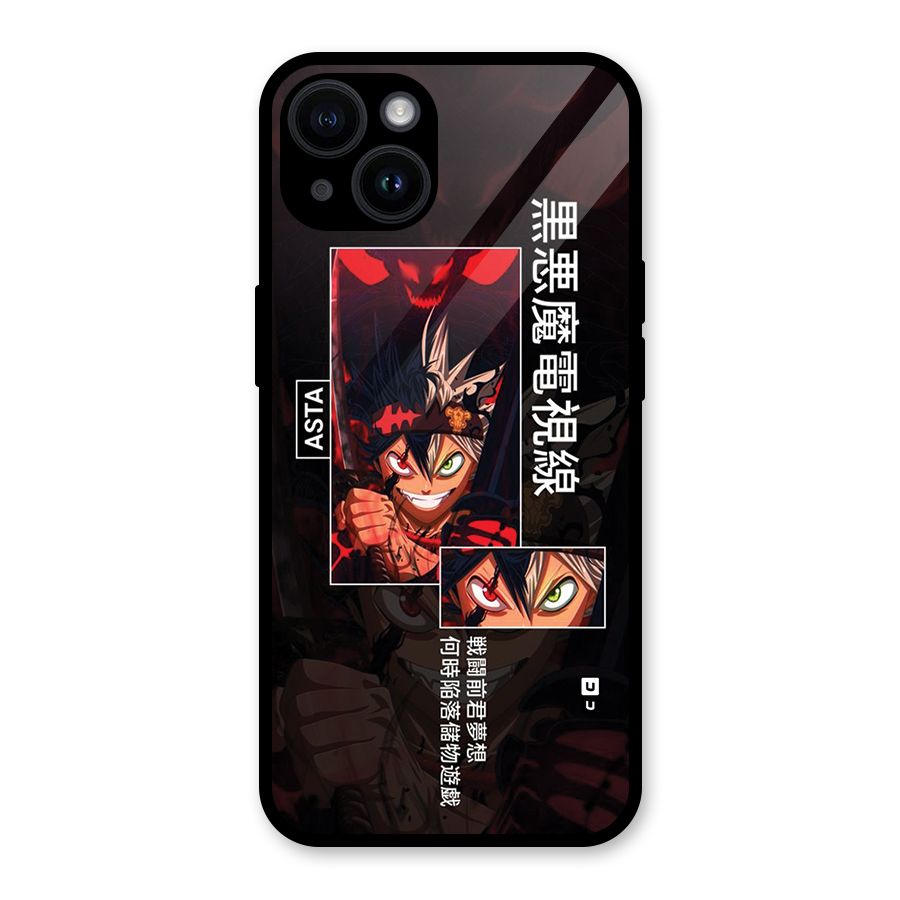 Asta Black Clover Glass Back Case for iPhone 14