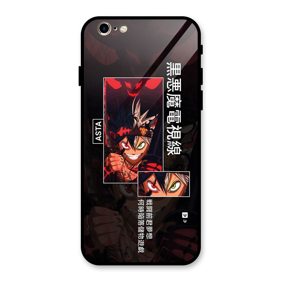 Asta Black Clover Glass Back Case for iPhone 6 6S