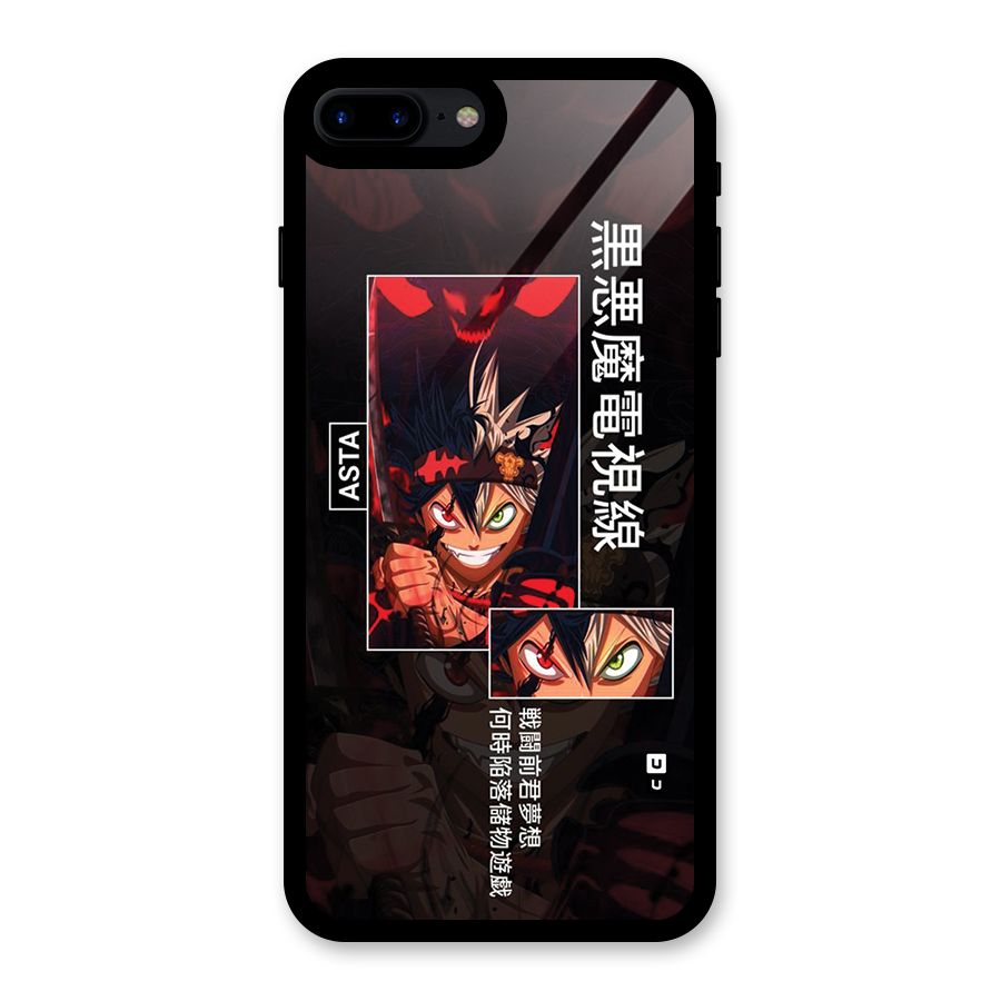 Asta Black Clover Glass Back Case for iPhone 7 Plus