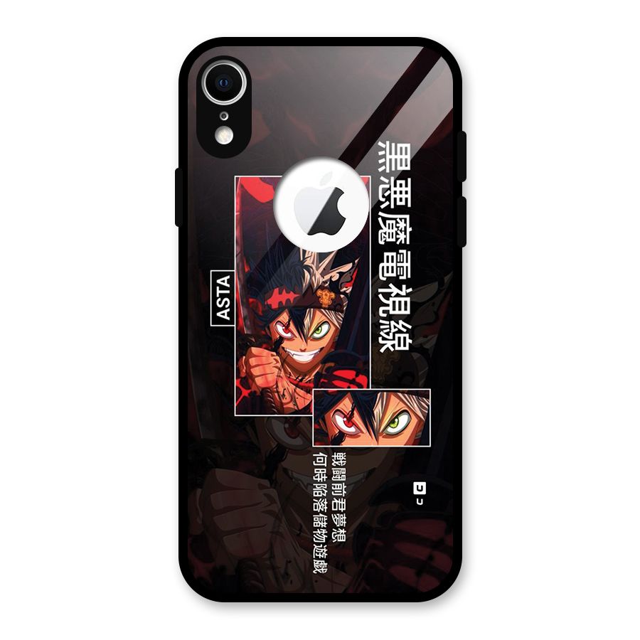 Asta Black Clover Glass Back Case for iPhone XR Logo Cut