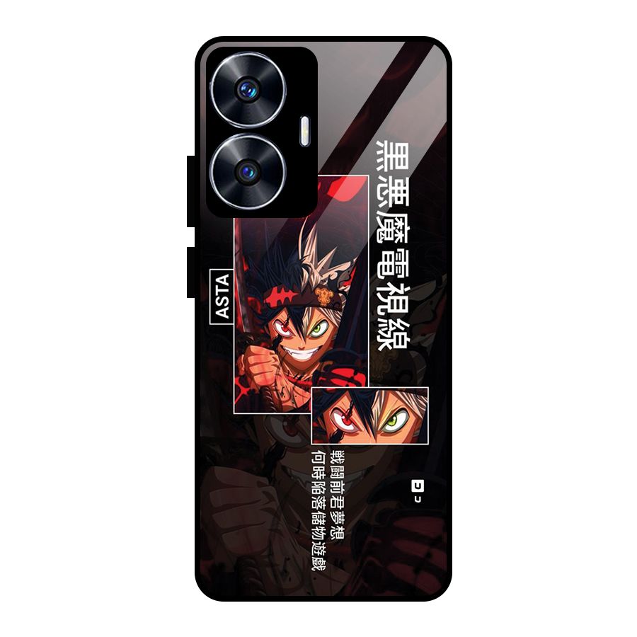 Asta Black Clover Glass Back Case for realme C55