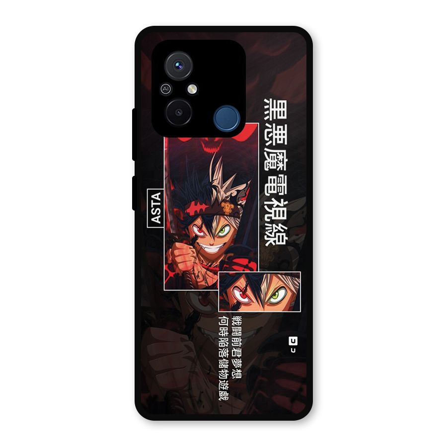 Asta Black Clover Metal Back Case for Poco C55
