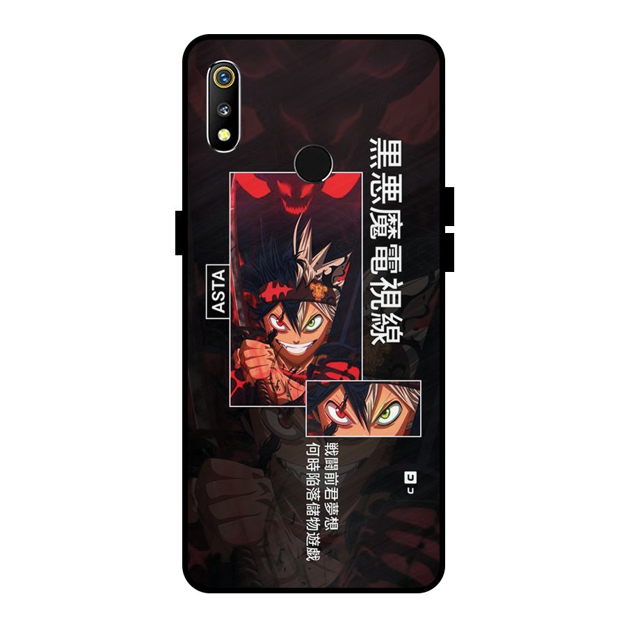 Asta Black Clover Metal Back Case for Realme 3i