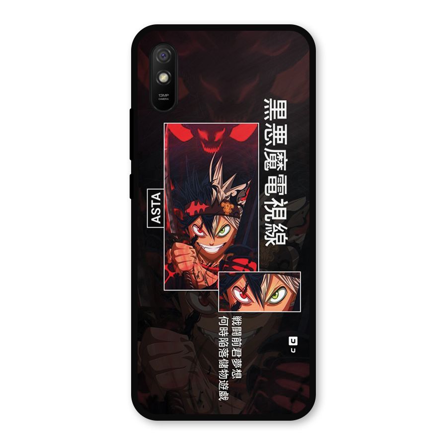 Asta Black Clover Metal Back Case for Redmi 9a