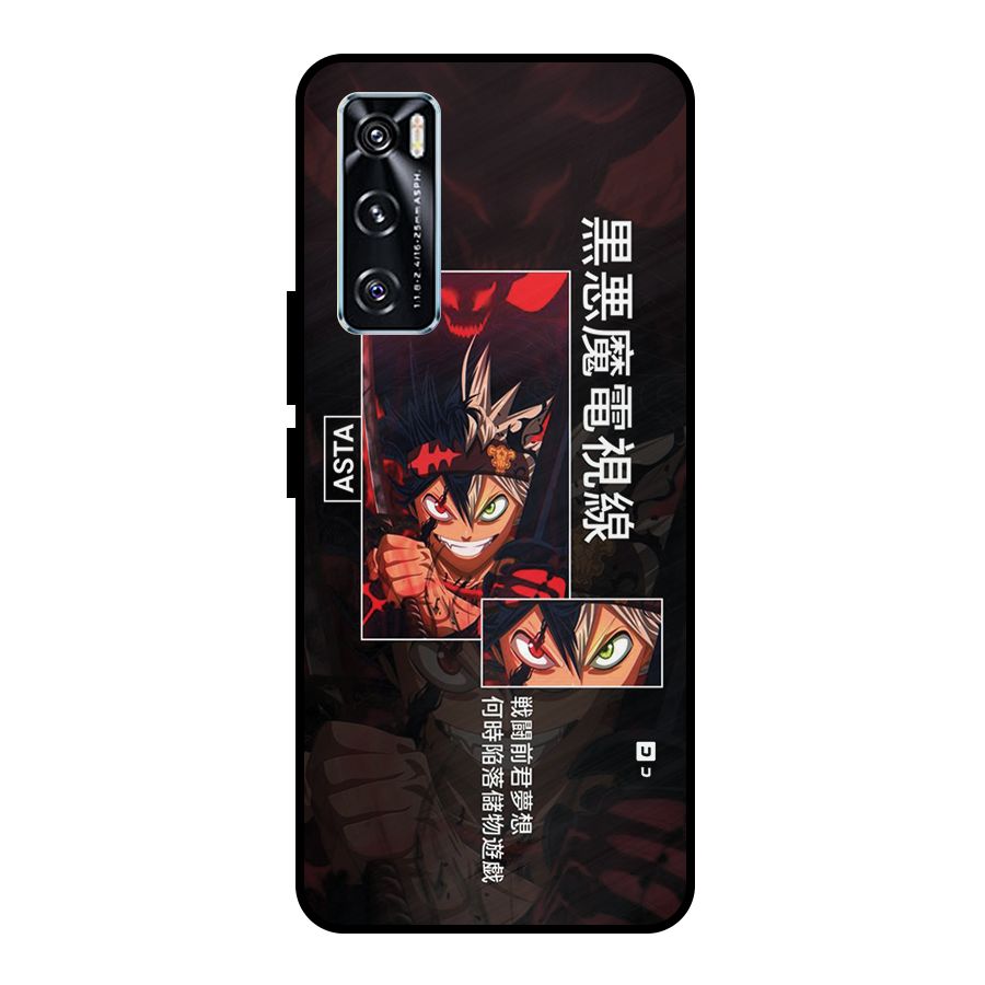 Asta Black Clover Metal Back Case for Vivo V20 SE