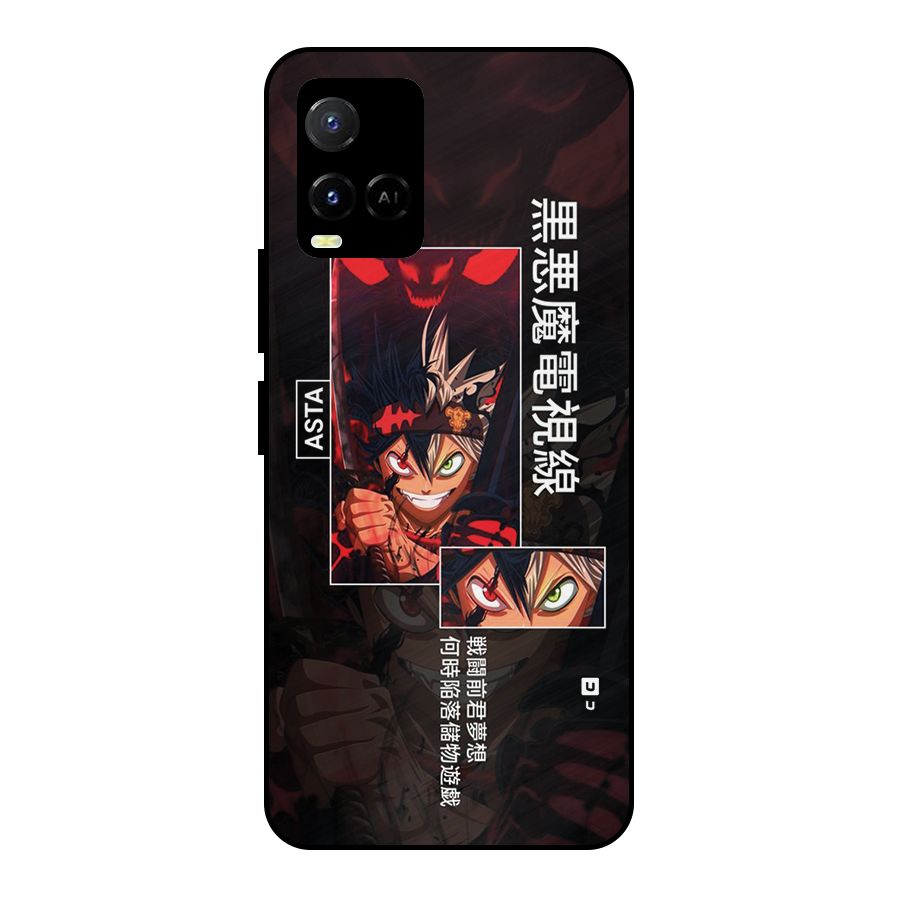 Asta Black Clover Metal Back Case for Vivo Y21A
