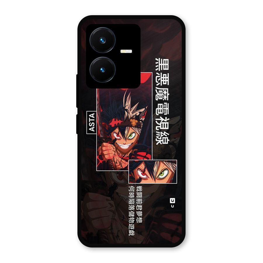 Asta Black Clover Metal Back Case for Vivo Y22