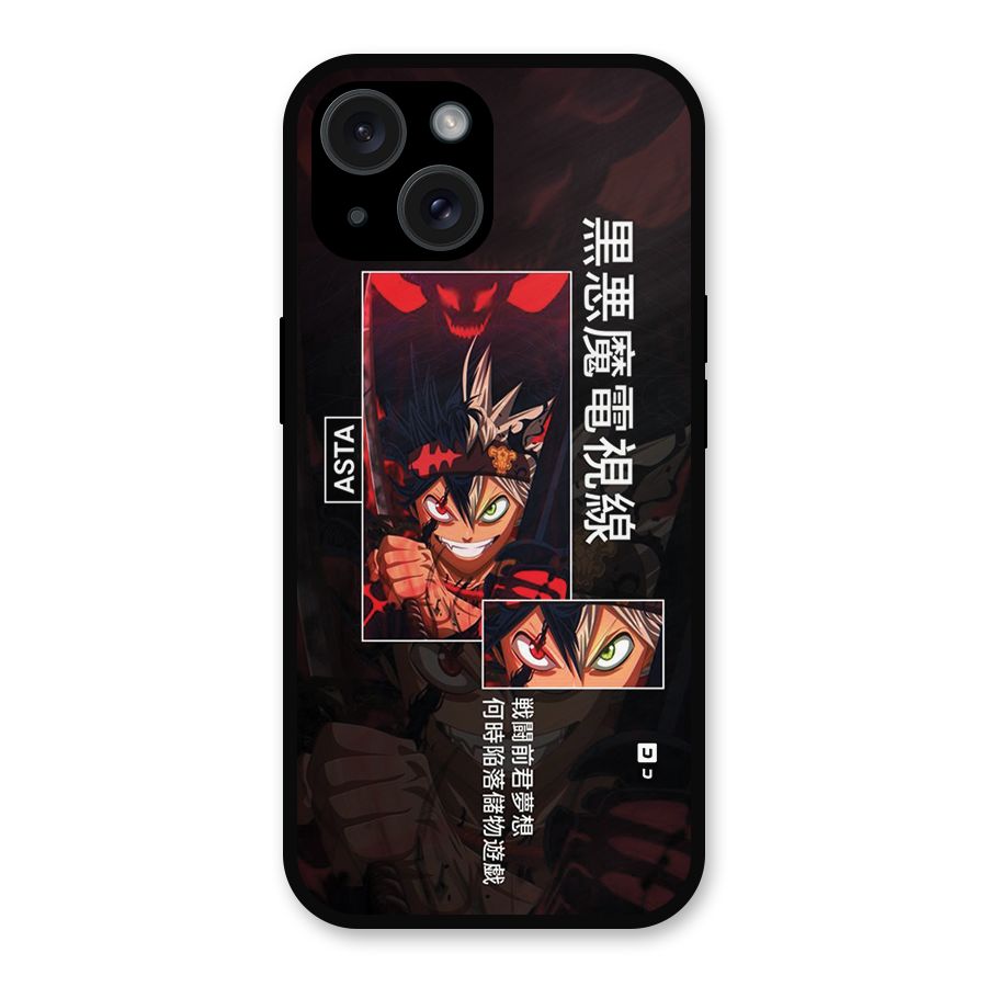 Asta Black Clover Metal Back Case for iPhone 15