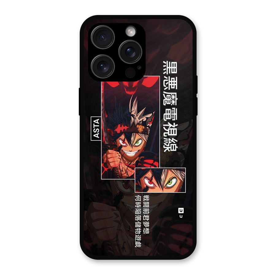Asta Black Clover Metal Back Case for iPhone 15 Pro Max