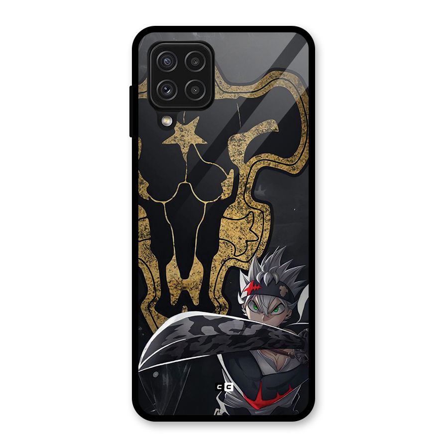 Asta With Black Bulls Glass Back Case for Galaxy A22 4G