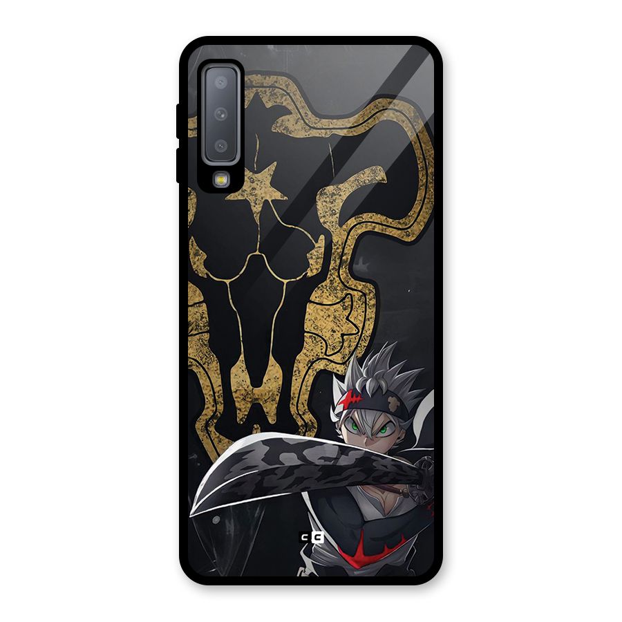 Asta With Black Bulls Glass Back Case for Galaxy A7 (2018)