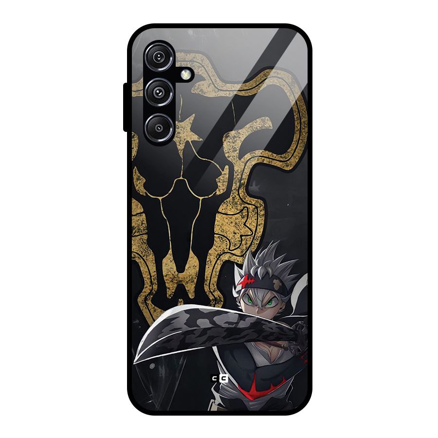 Asta With Black Bulls Glass Back Case for Galaxy M34 5G