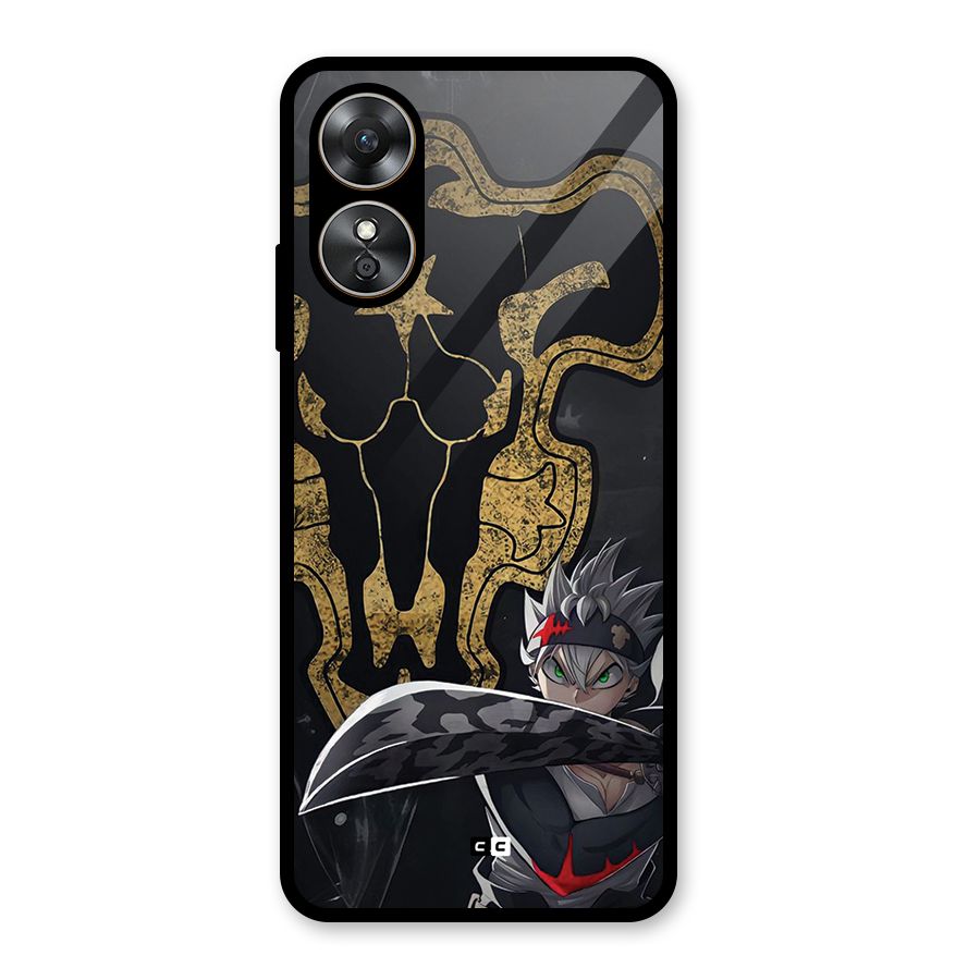 Asta With Black Bulls Glass Back Case for Oppo A17