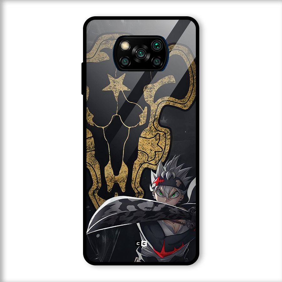 Asta With Black Bulls Glass Back Case for Poco X3