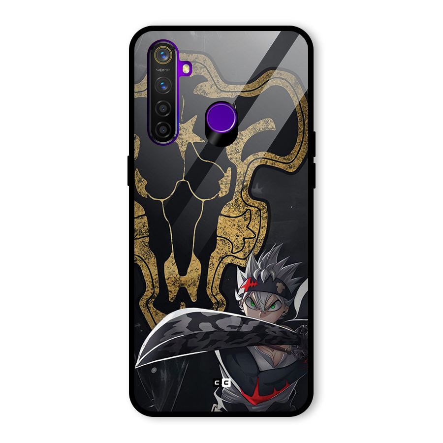 Asta With Black Bulls Glass Back Case for Realme 5 Pro